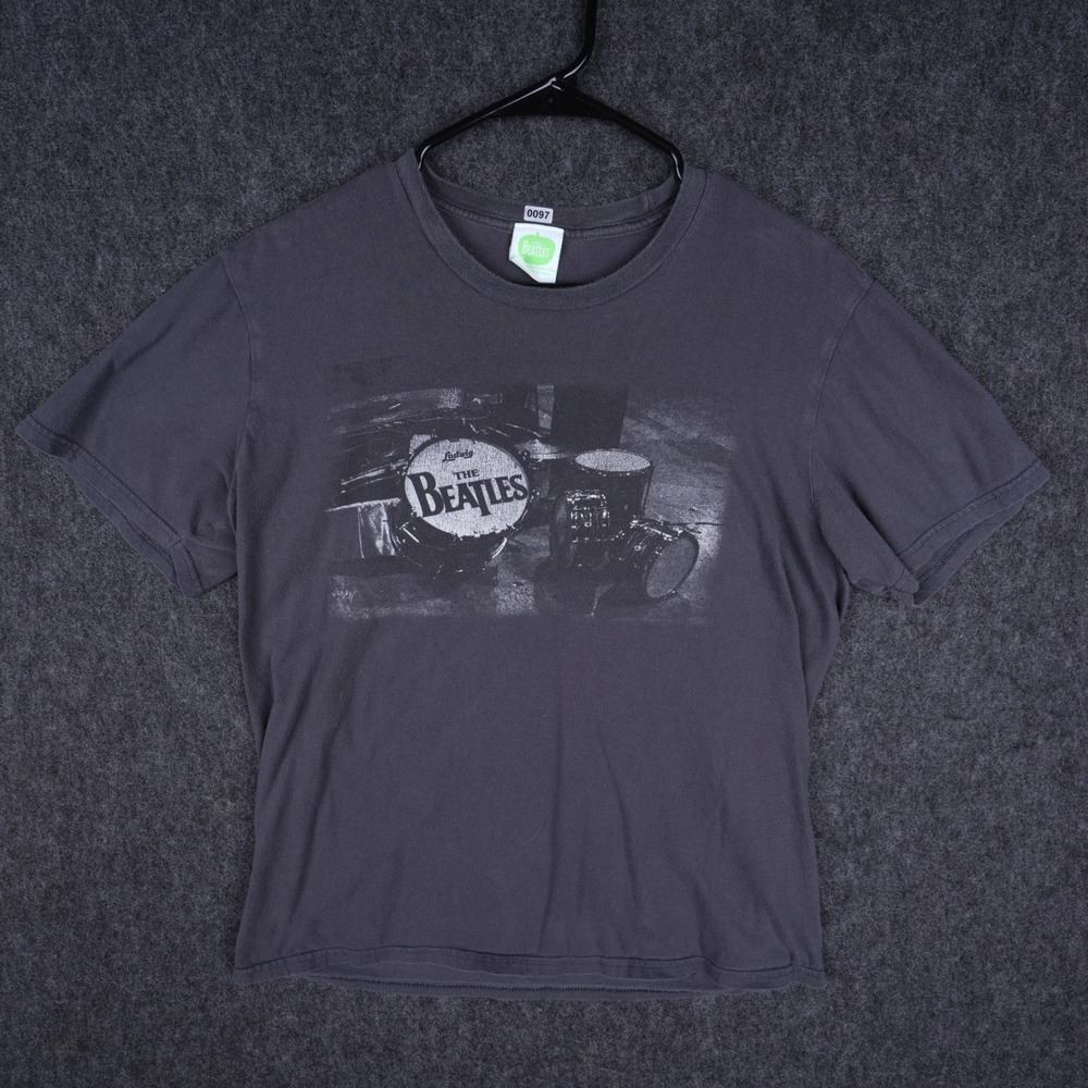 2014 The Beatles Drum Kit Graphic T-Shirt Unisex Large Gray Excellent Band Tee